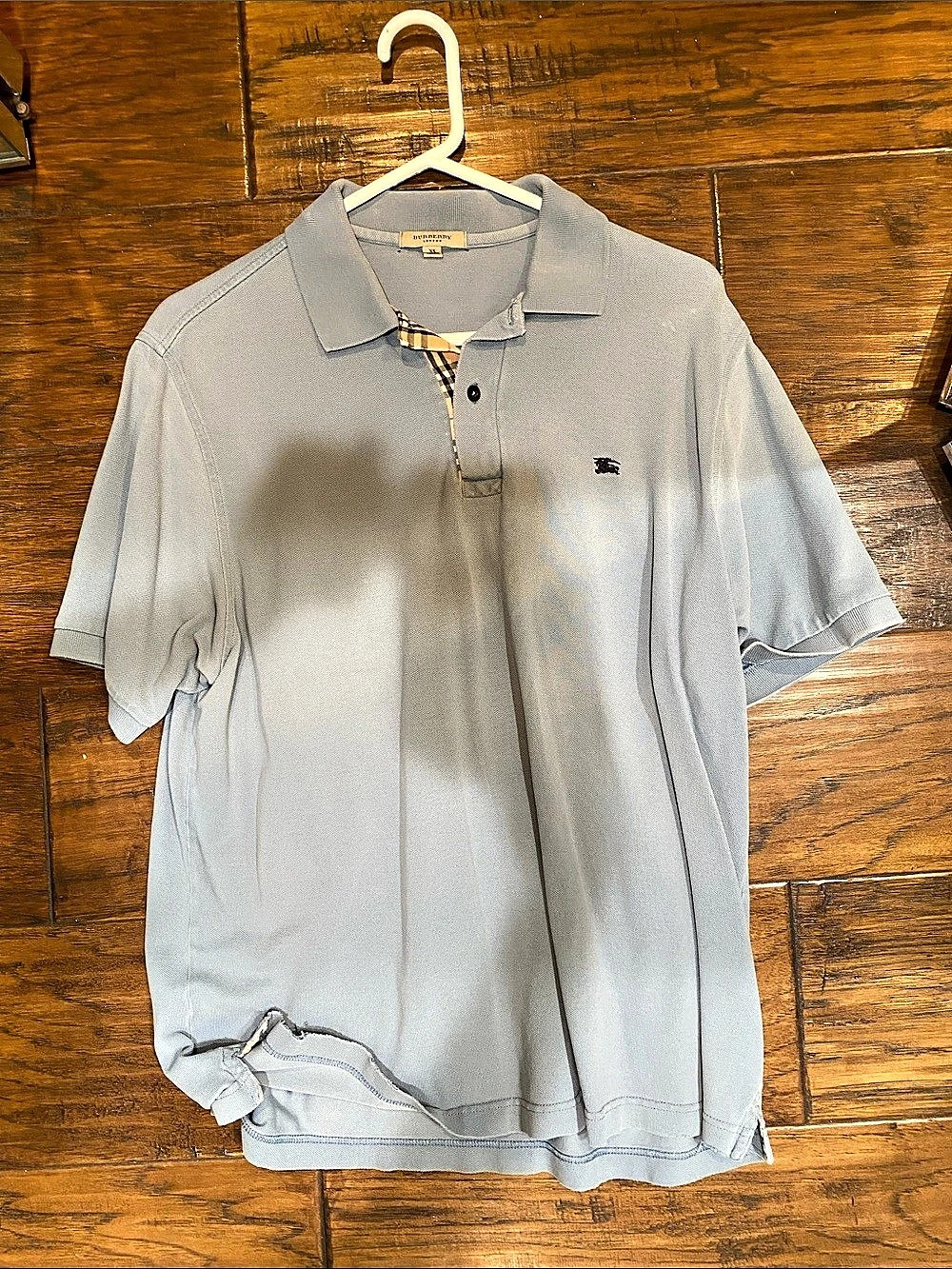Burberry London Check Placket Polo Shirt Men's Gray Polo